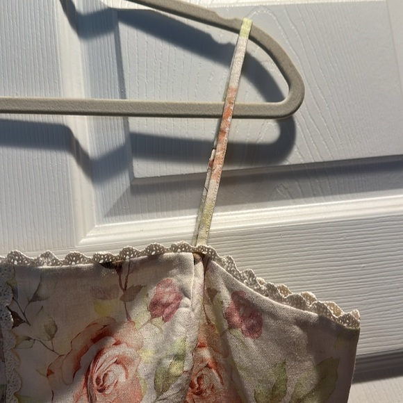 NEW! Caroline Constas Linen Crop Tank Top Rose Print L cottagecore loveshack - Picture 5 of 7